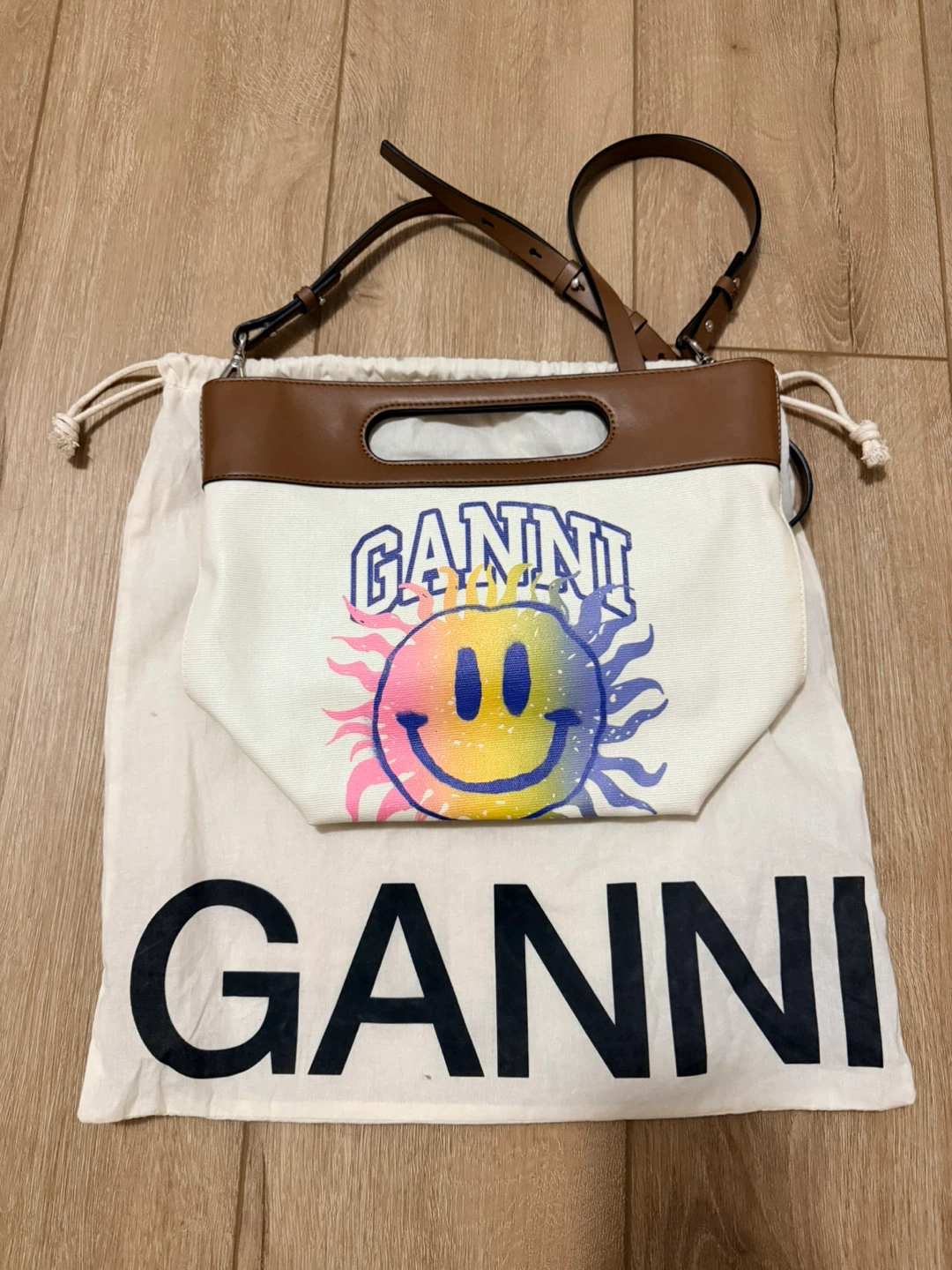 GANNI Canvas Smiley Tote Bag