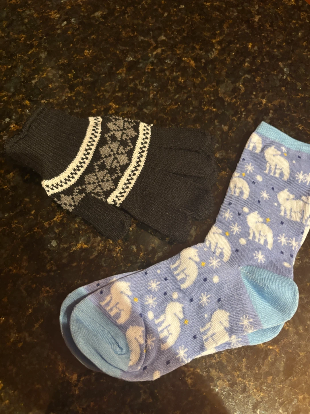 Knit Gloves and Patterned Socks Set