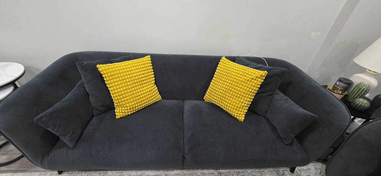 Dark Grey Velvet Loveseat - photo 5