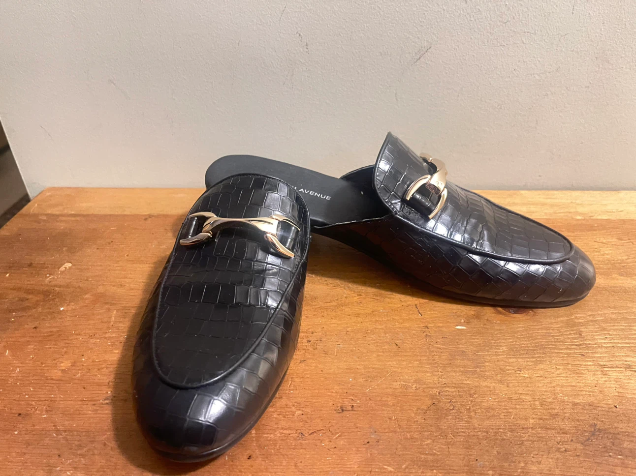 Saks Fifth Avenue Black Croc Mules - photo 2