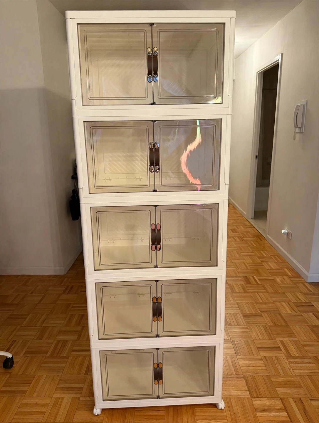 5-Tier White Storage Organizer with Doors