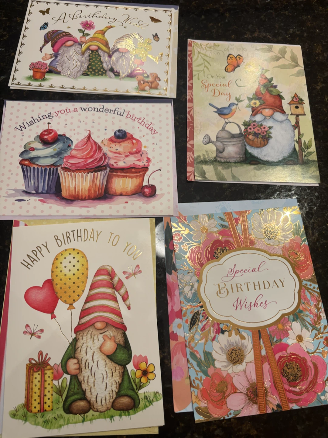 Set of 5 assorted Birthday Cards