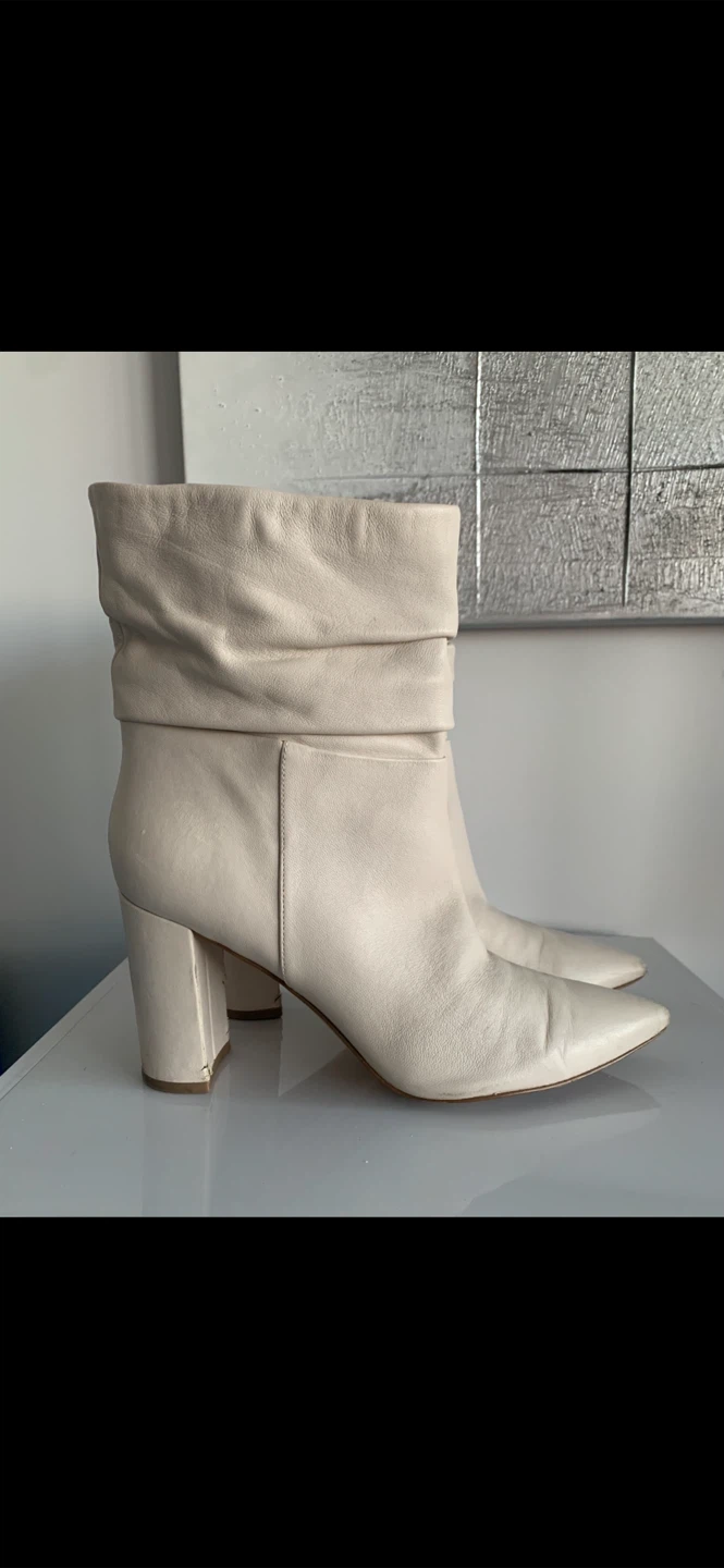 MARK FISHER Leather Booties-Cream