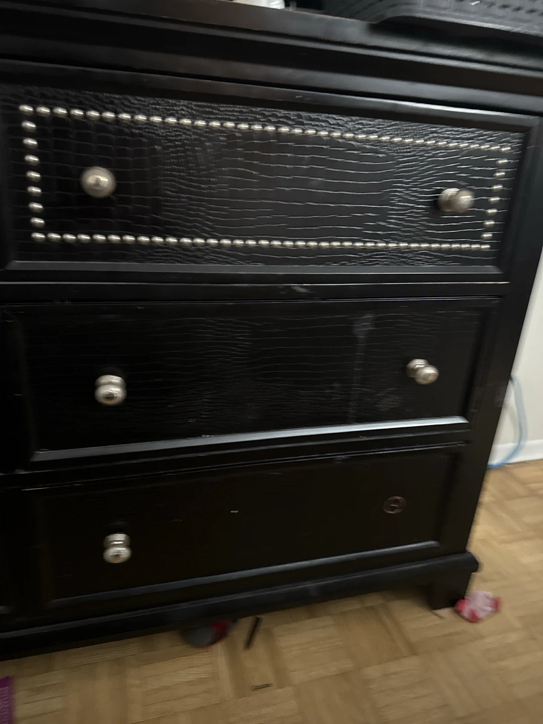 Black 6-Drawer Dresser with Studded Detailing - photo 2