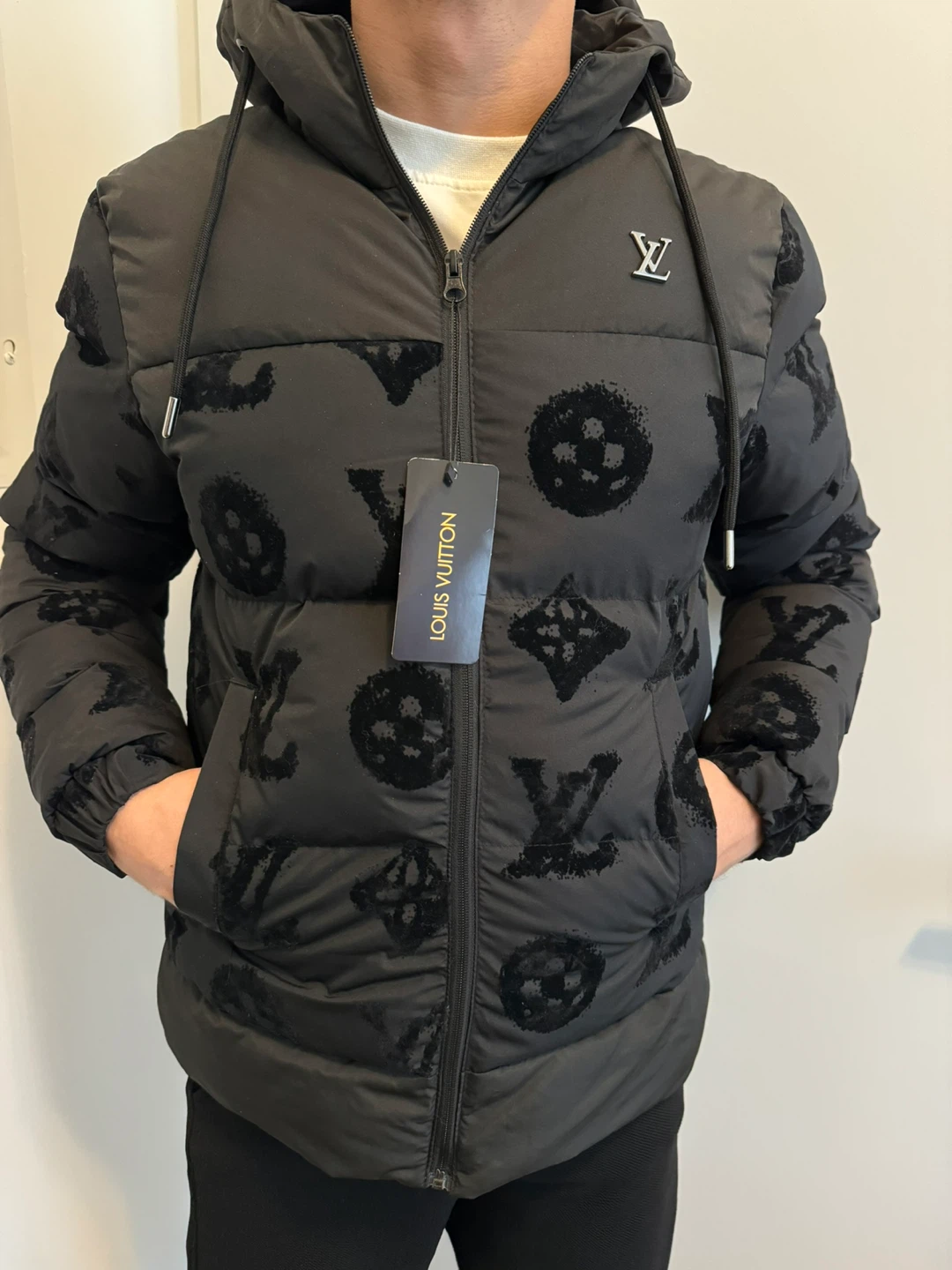 Black Monogram Puffer Jacket