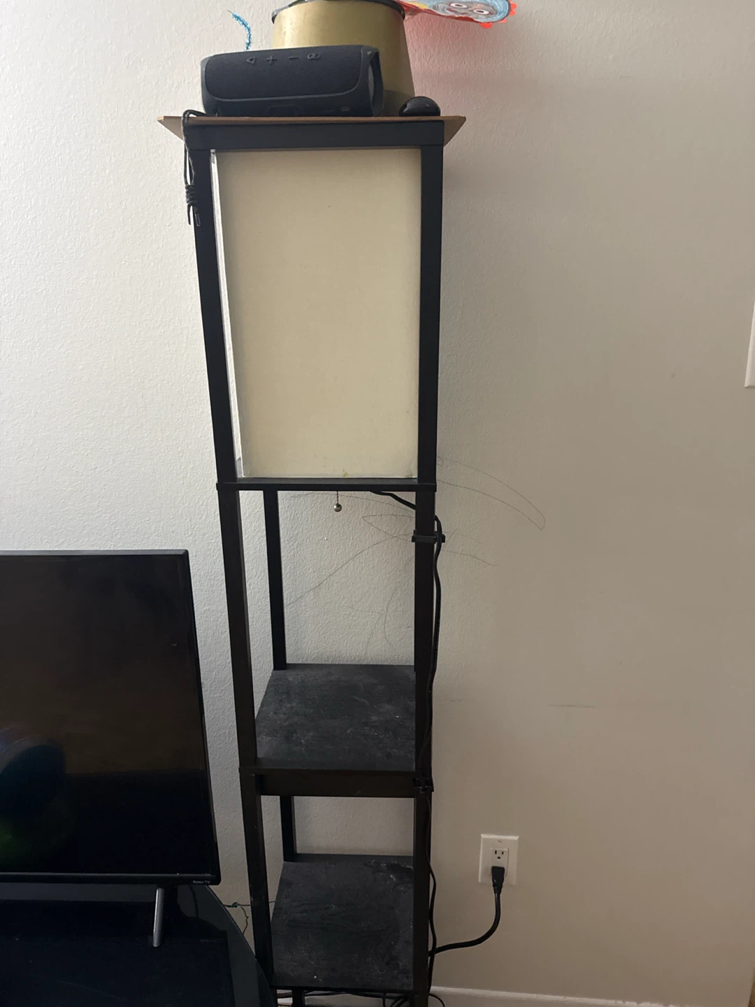Black Floor Lamp with 4 Shelves