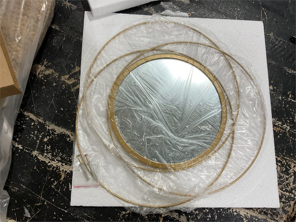 Round Art Wall Mirror - 15.7” x 15.7” - Iron/Gold - Brand New - photo 4