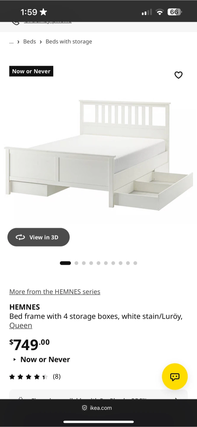 White Bed Frame With 4-Storage Boxes