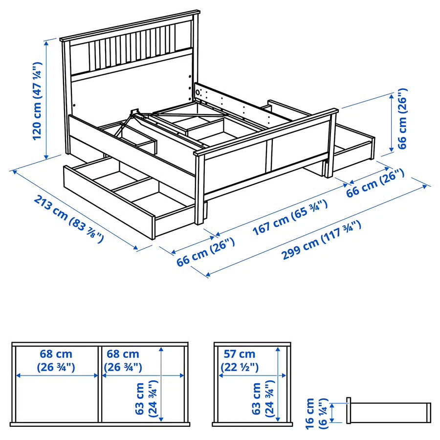 White Bed Frame With 4-Storage Boxes - photo 2