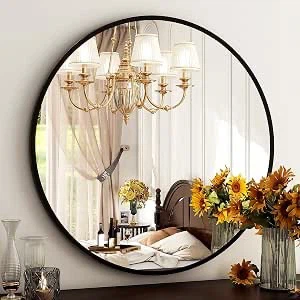 Modern Round Wall Mirror - 20” - Black - Brand New- $25