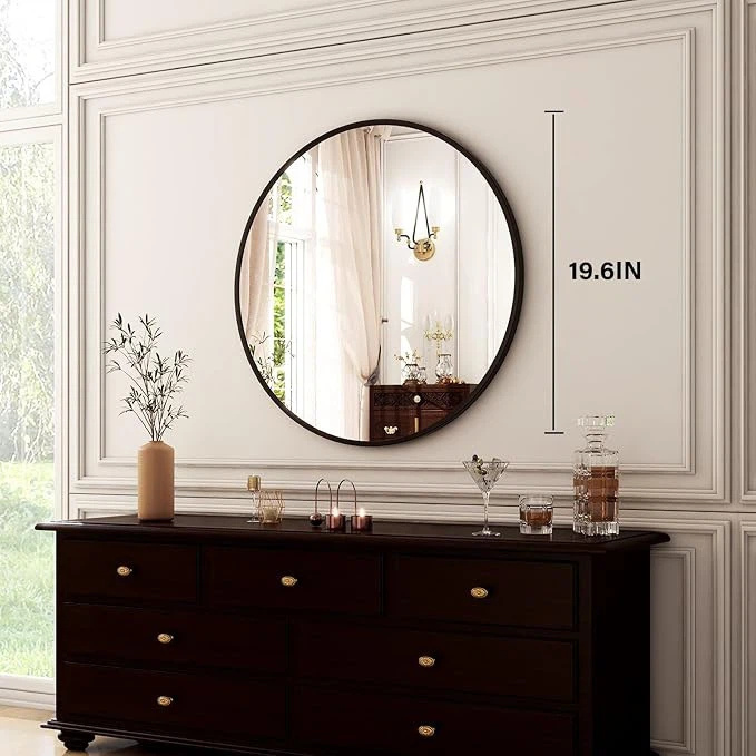 Modern Round Wall Mirror - 20” - Black - Brand New- $25 - photo 2