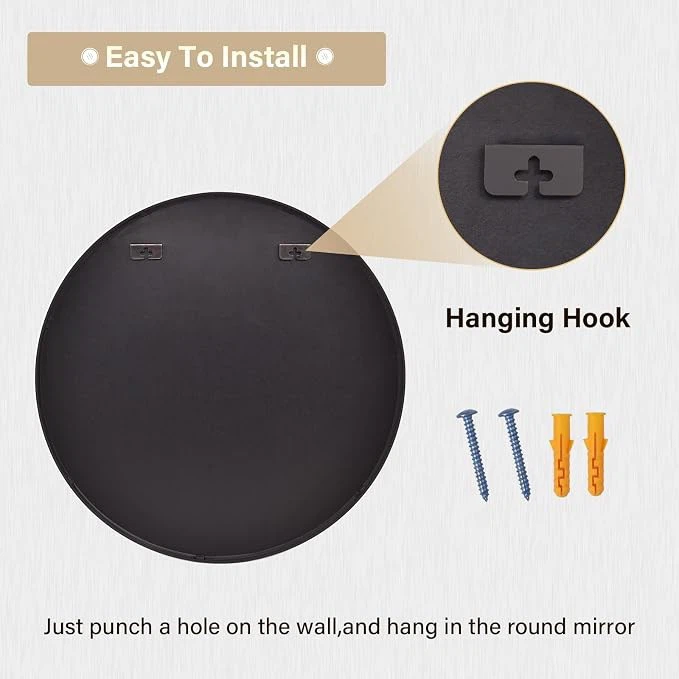 Modern Round Wall Mirror - 20” - Black - Brand New- $25 - photo 4