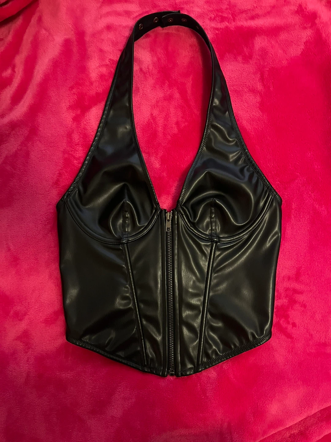 UO Faux Leather Corset Top