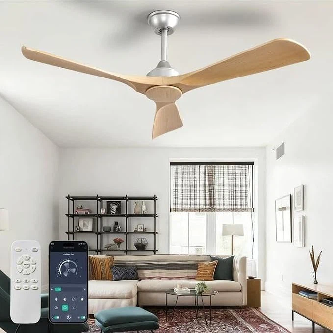 3-Blade Indoor Ceiling Fan - 52” - Wood/Silver - Brand New $75