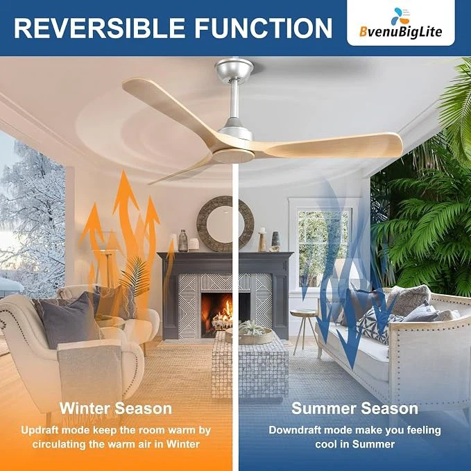 3-Blade Indoor Ceiling Fan - 52” - Wood/Silver - Brand New $75 - photo 3
