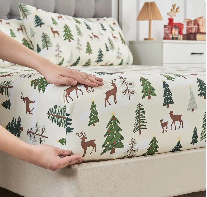 3pc Christmas Trees Deep Pocket Twin Sheet Set Brand New $25