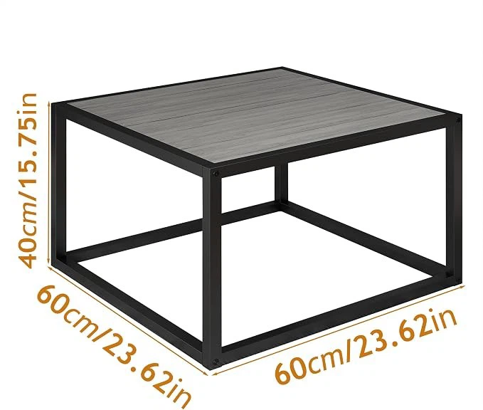 Square Coffee Table Wood Tabletop Metal Frame Black and Gray Nee - photo 2