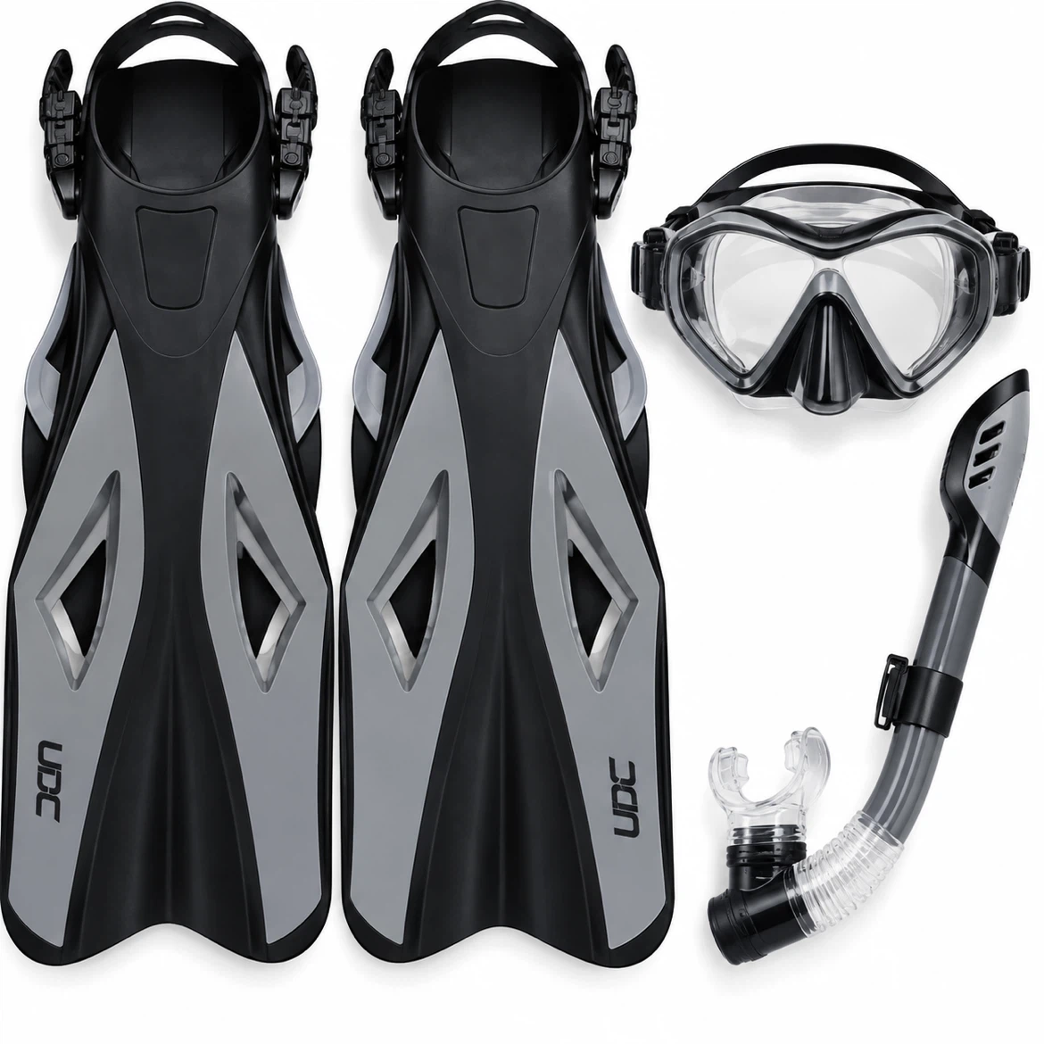 New Snorkel Set with Fins, Mask, and Snorkel