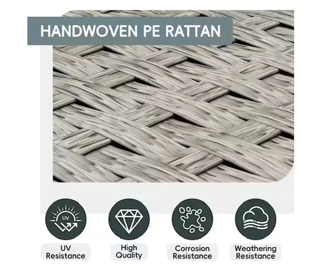 3 Pieces Conversation Patio Set Blue/Grey Wicker - Brand New - photo 3