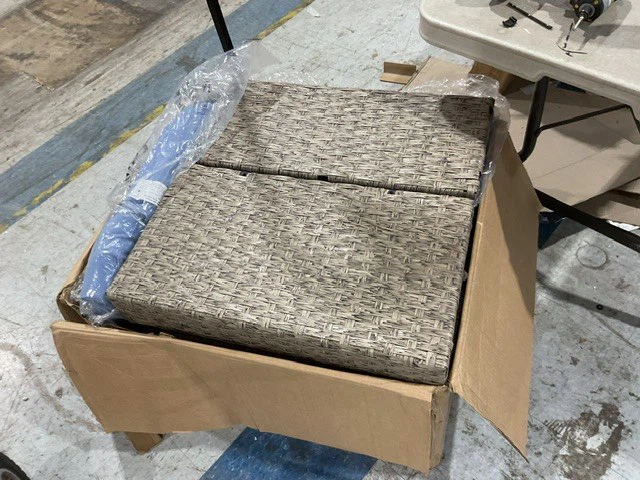 3 Pieces Conversation Patio Set Blue/Grey Wicker - Brand New - photo 4