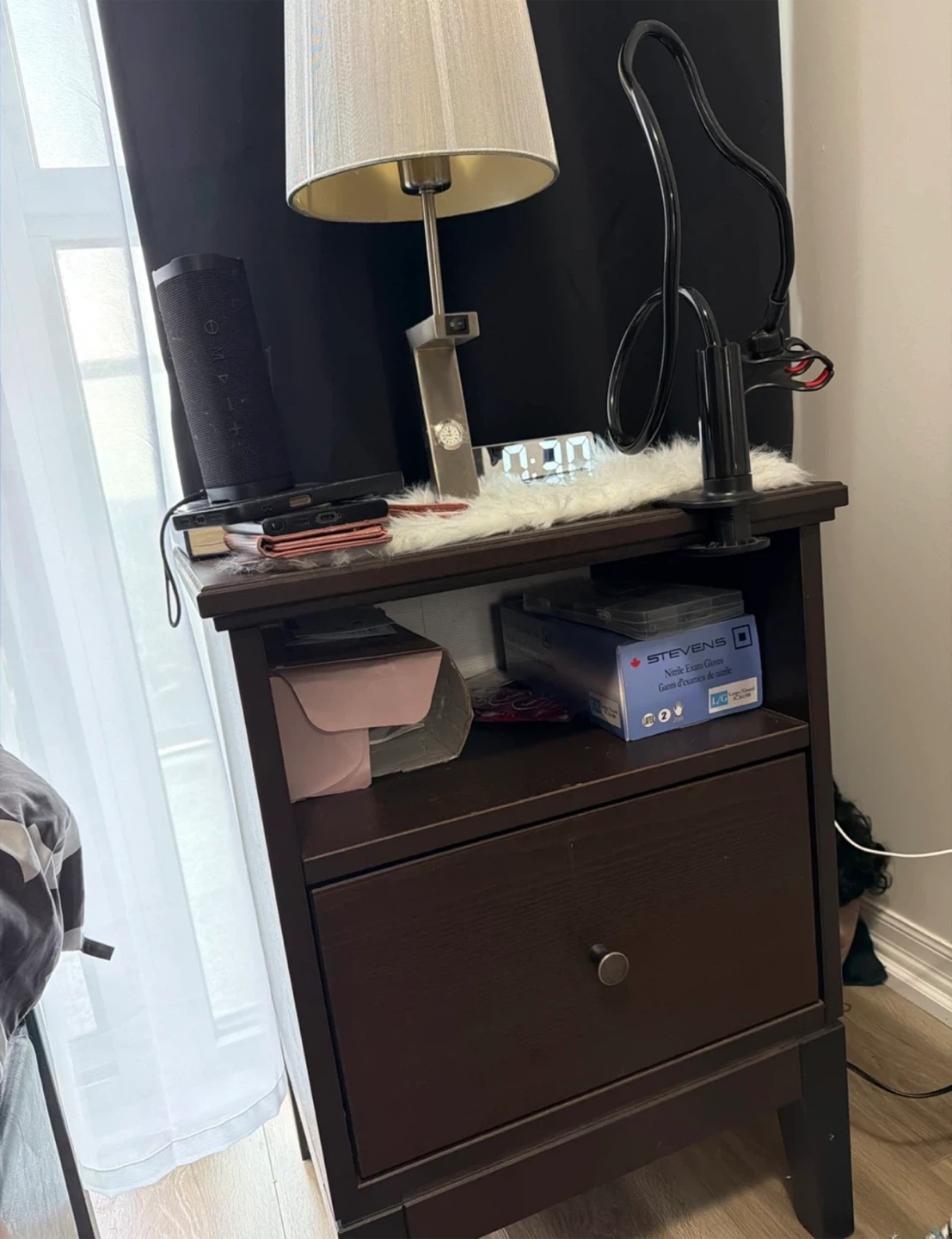 Dark Brown Wooden Nightstand