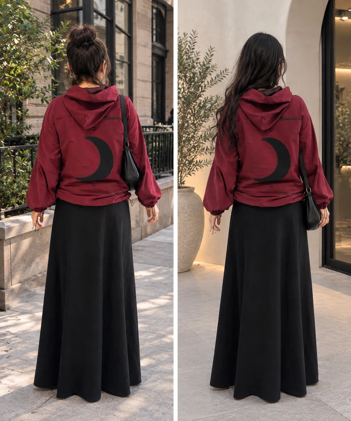 Maroon Hoodie with Moon Design - photo 4