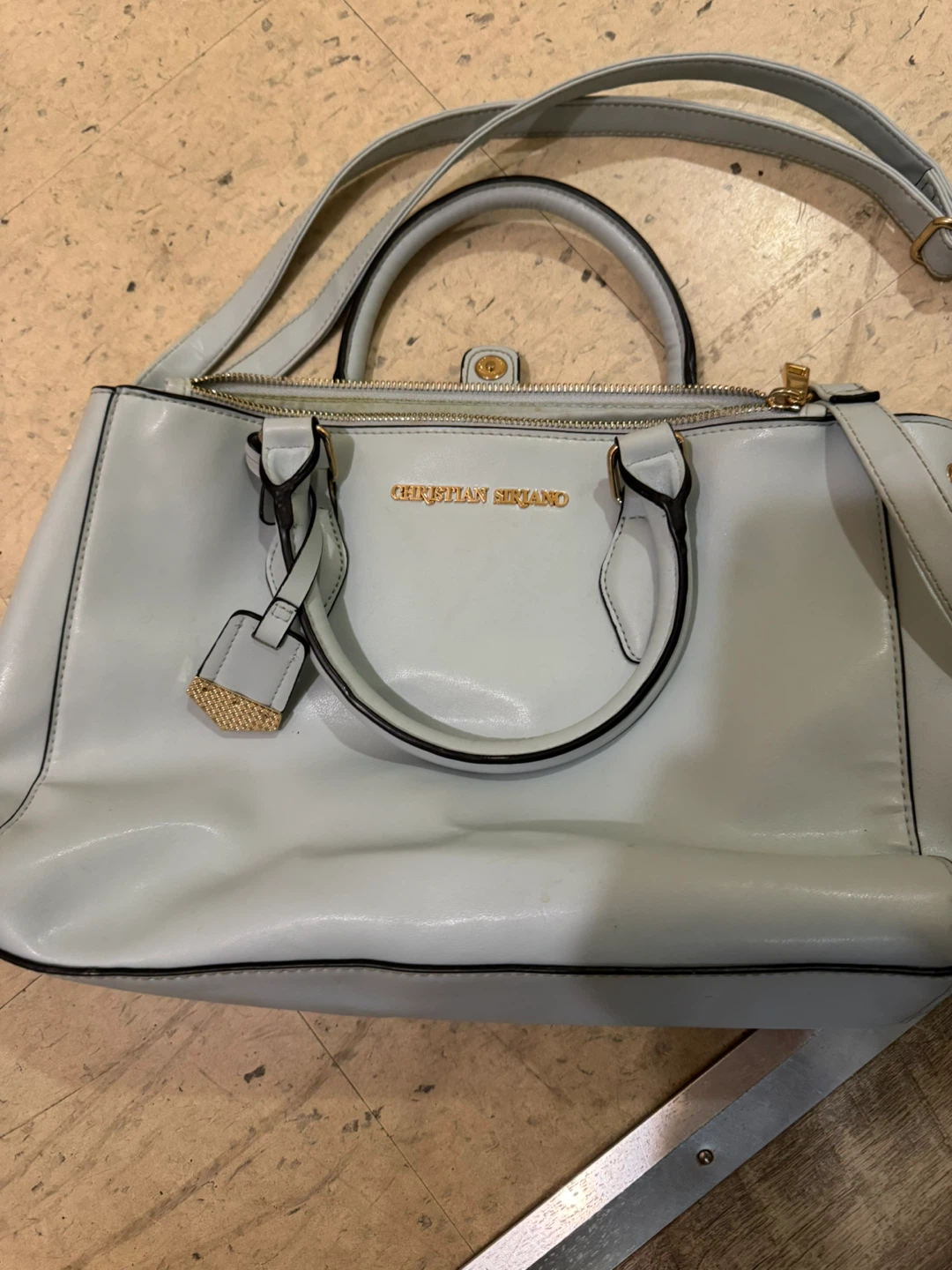 Christian Siriano light blue handbag