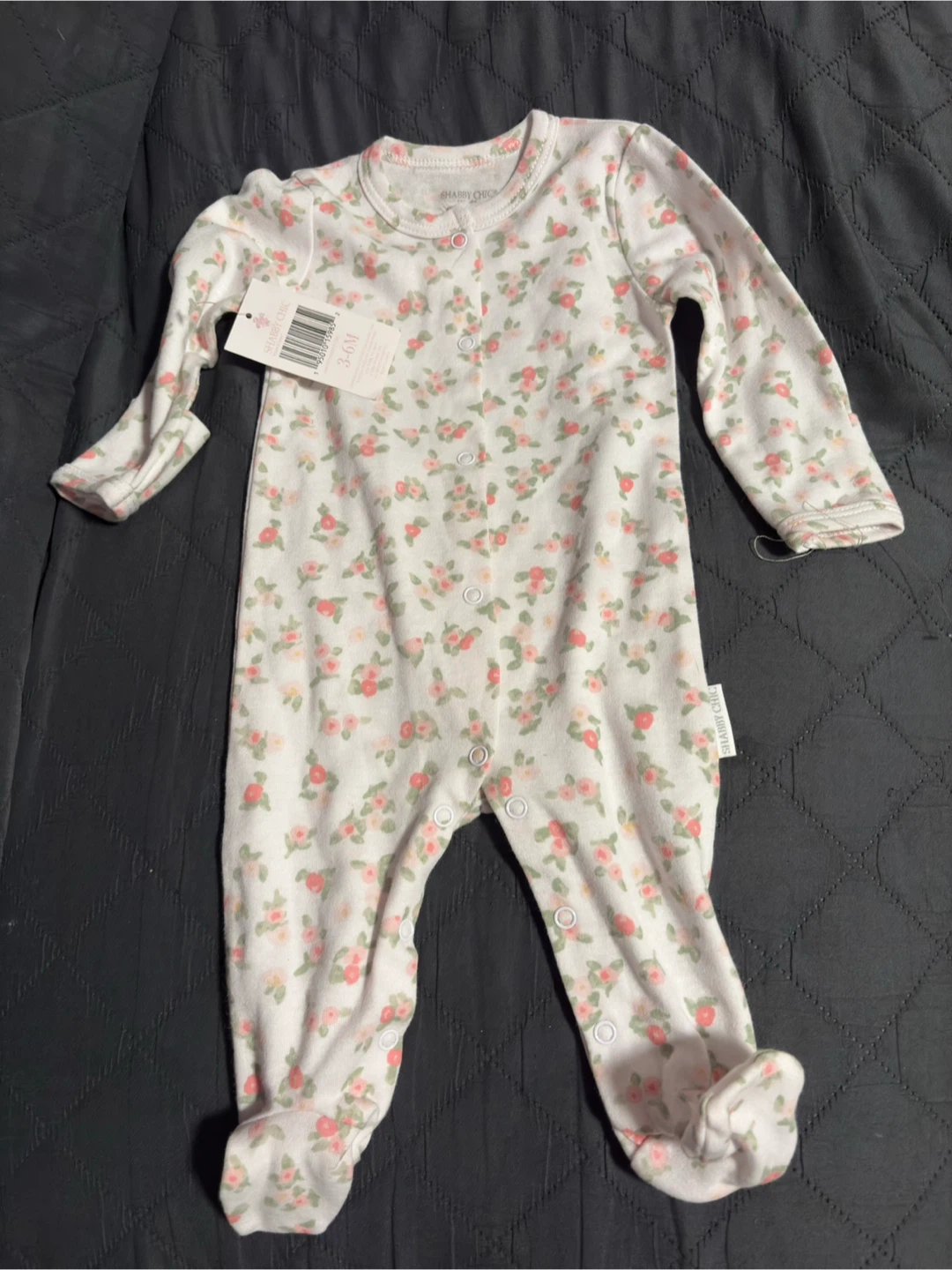 Shabby Chic Baby Floral Footie Pajamas