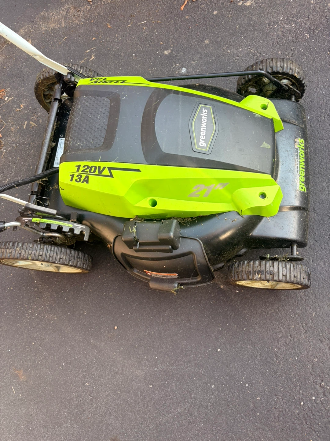 21” Greenworks Electric Corded Lawnmower - good condition - photo 2