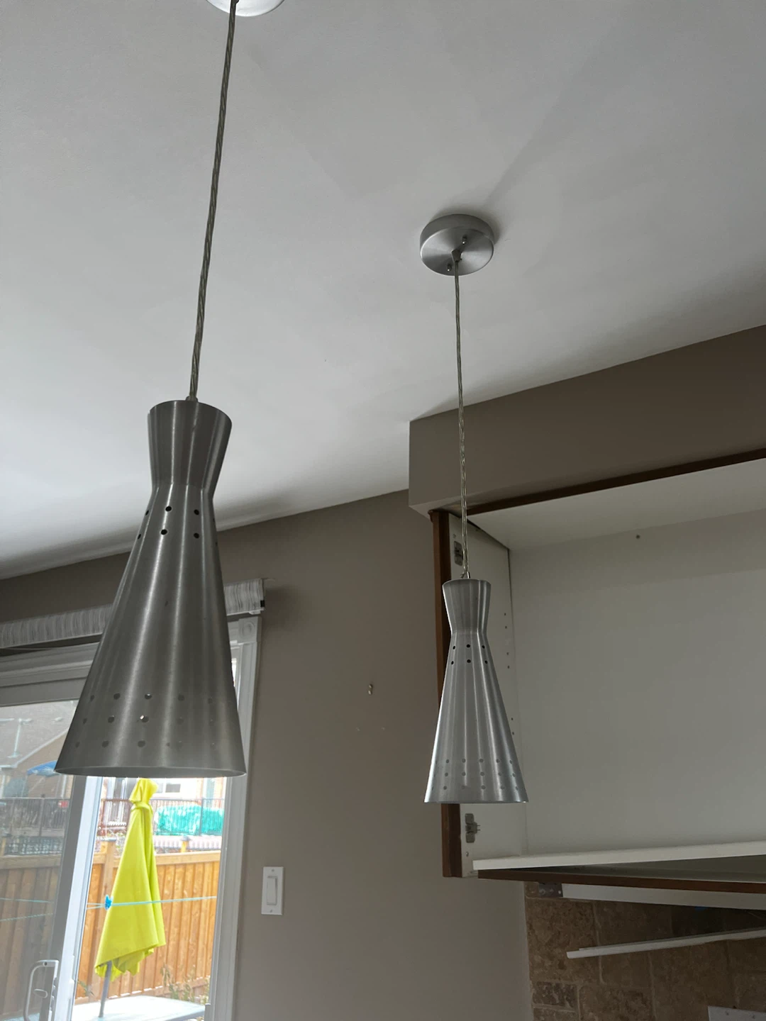 Set of Two Brushed Metal Pendant Lights - photo 3