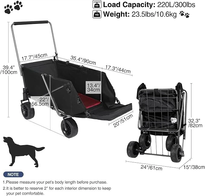 REDCAMP Collapsible Beach Wagon Dog Stroller with Tailgate - NEW - photo 3
