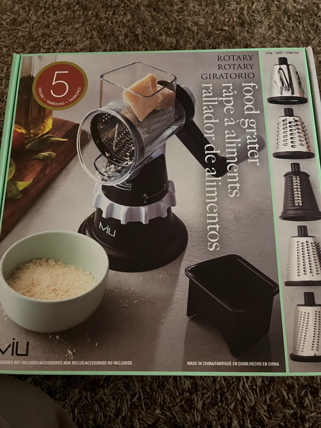Miu Rotary Food Grater with 5 Drums