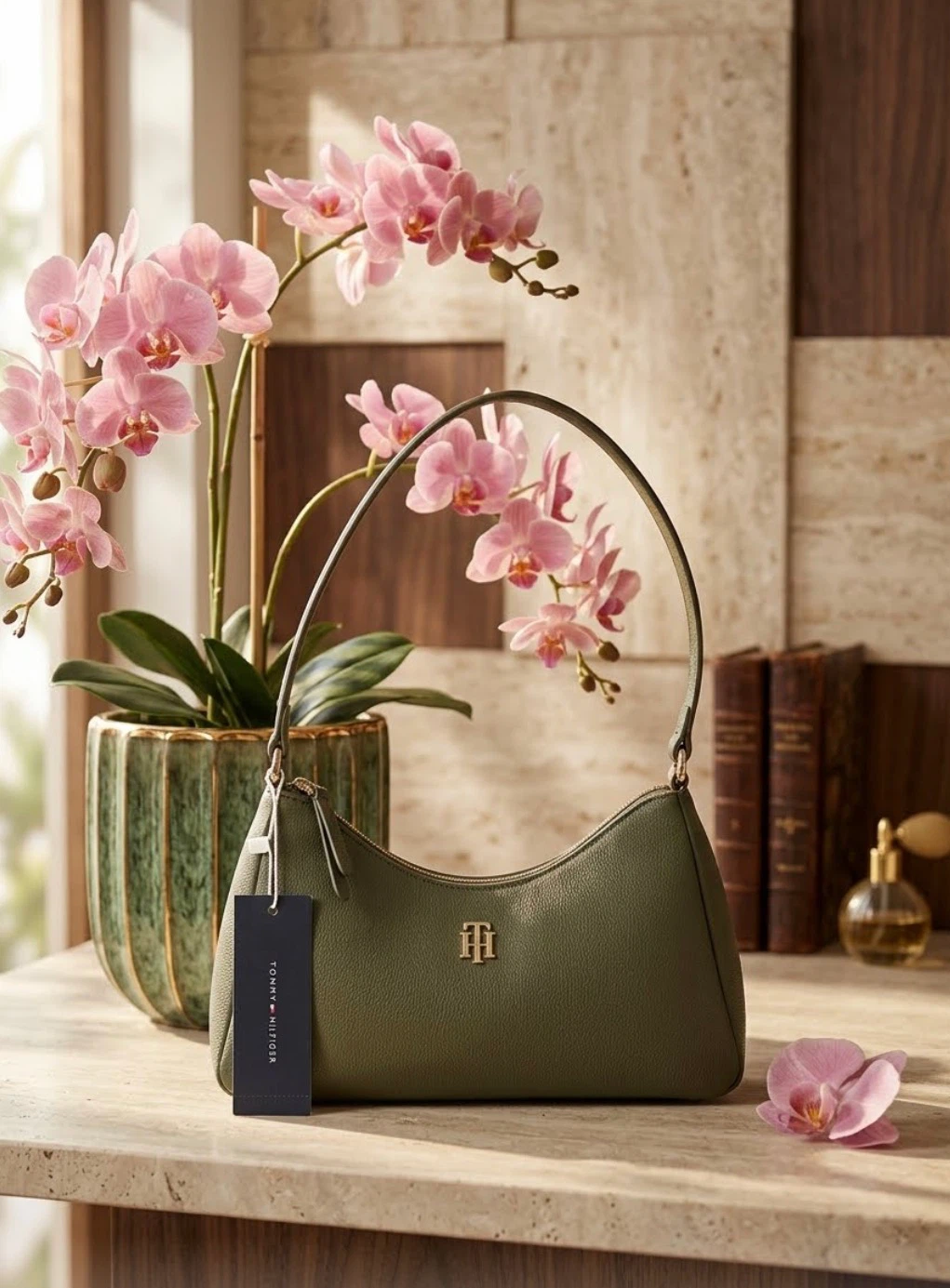 Tommy Hilfiger Olive Green Shoulder Bag