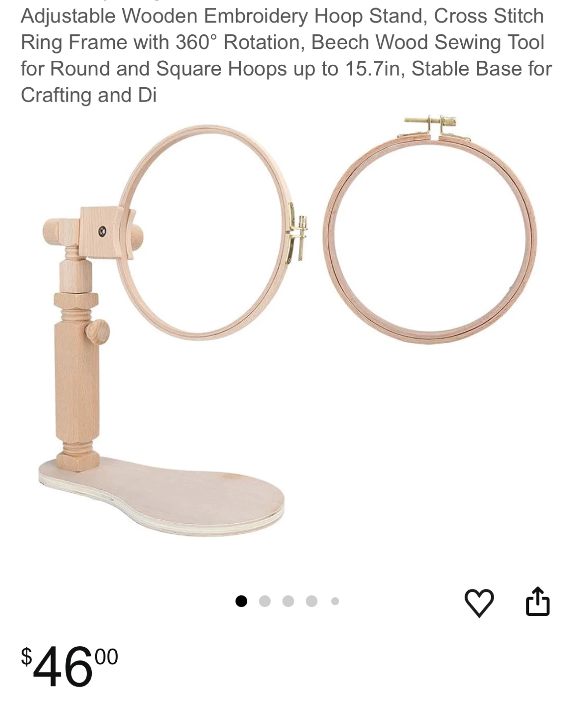 Adjustable Beech Wood Embroidery Hoop Stand