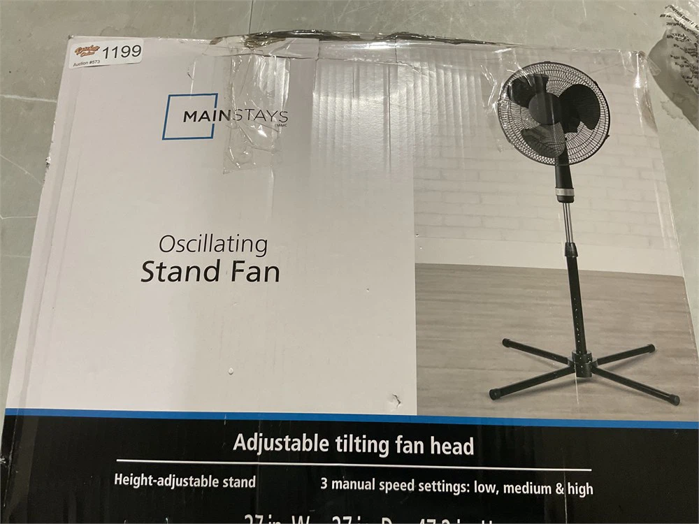 MainStays Oscillating Standing Fan Black Corded - Brand New