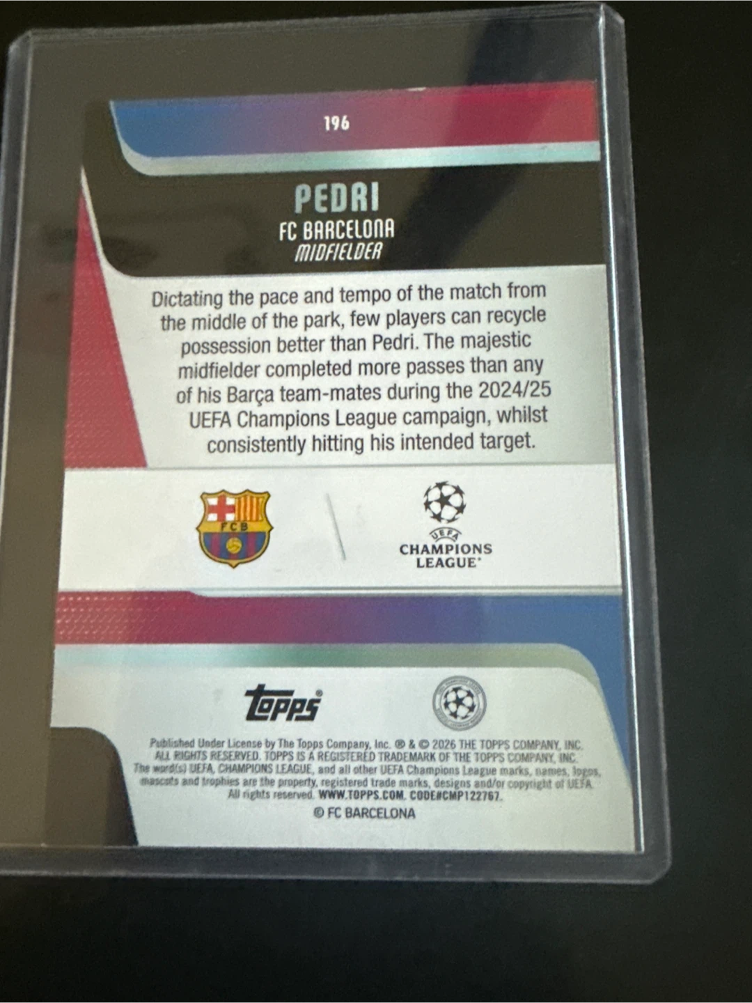 Pedri FC Barcelona Topps UEFA Champions League Trading Card - photo 2