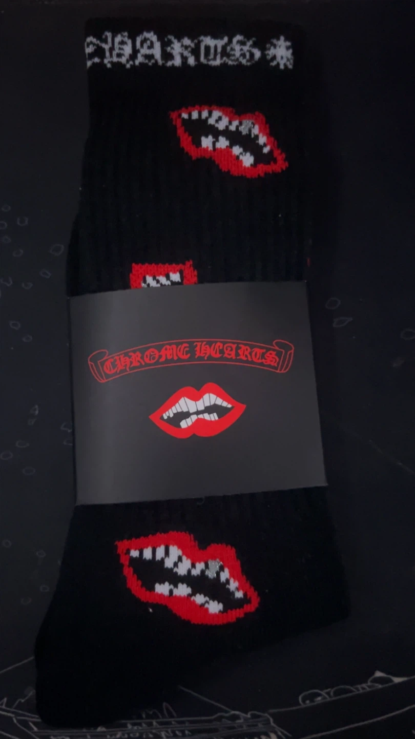 Chrome Hearts socks black and red matty boy
