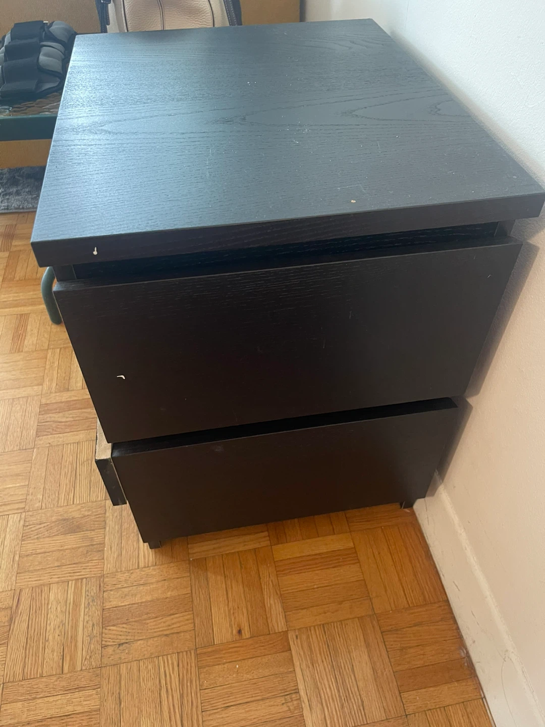 Black Two-Drawer Bedside Table
