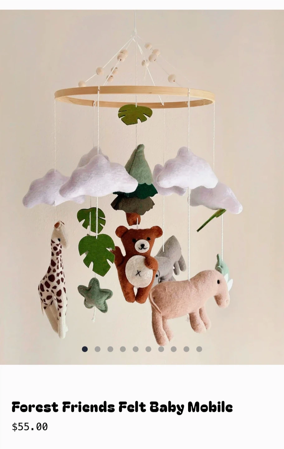 Woolfoostudio Forest Friends Felt Baby Mobile