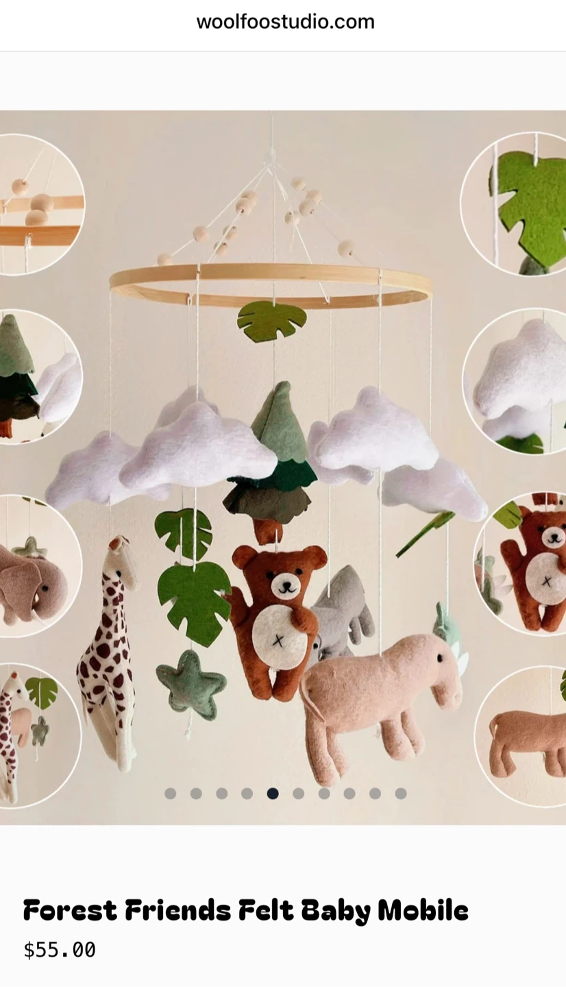 Woolfoostudio Forest Friends Felt Baby Mobile - photo 2
