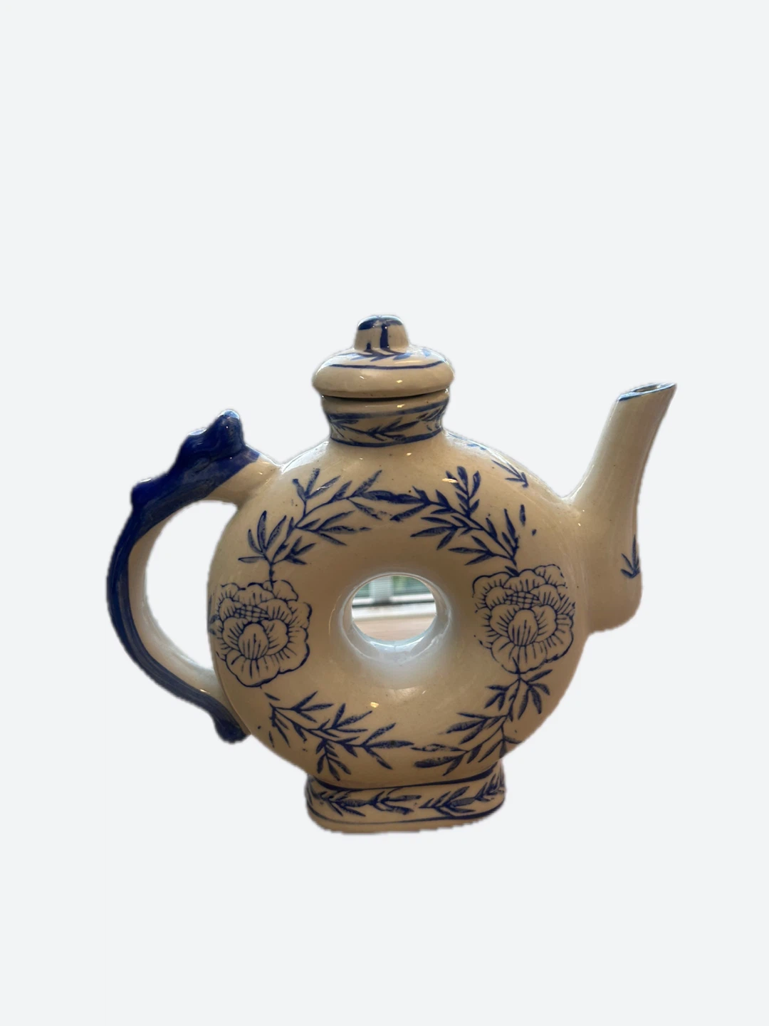 Blue and White Ceramic Ring Teapot