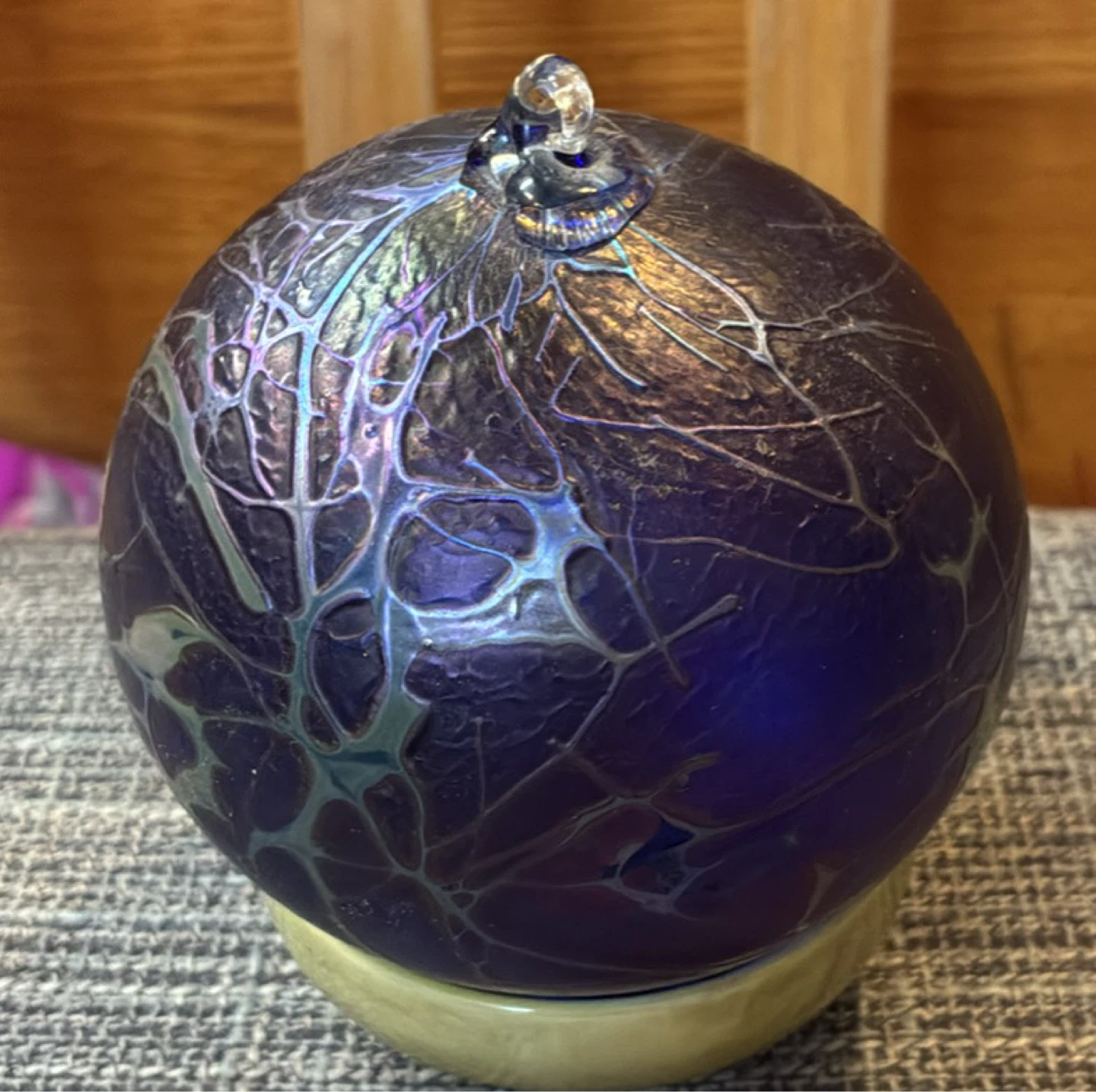 Robert Held Art Glass Iridescent Purple Glass Ornament - photo 2