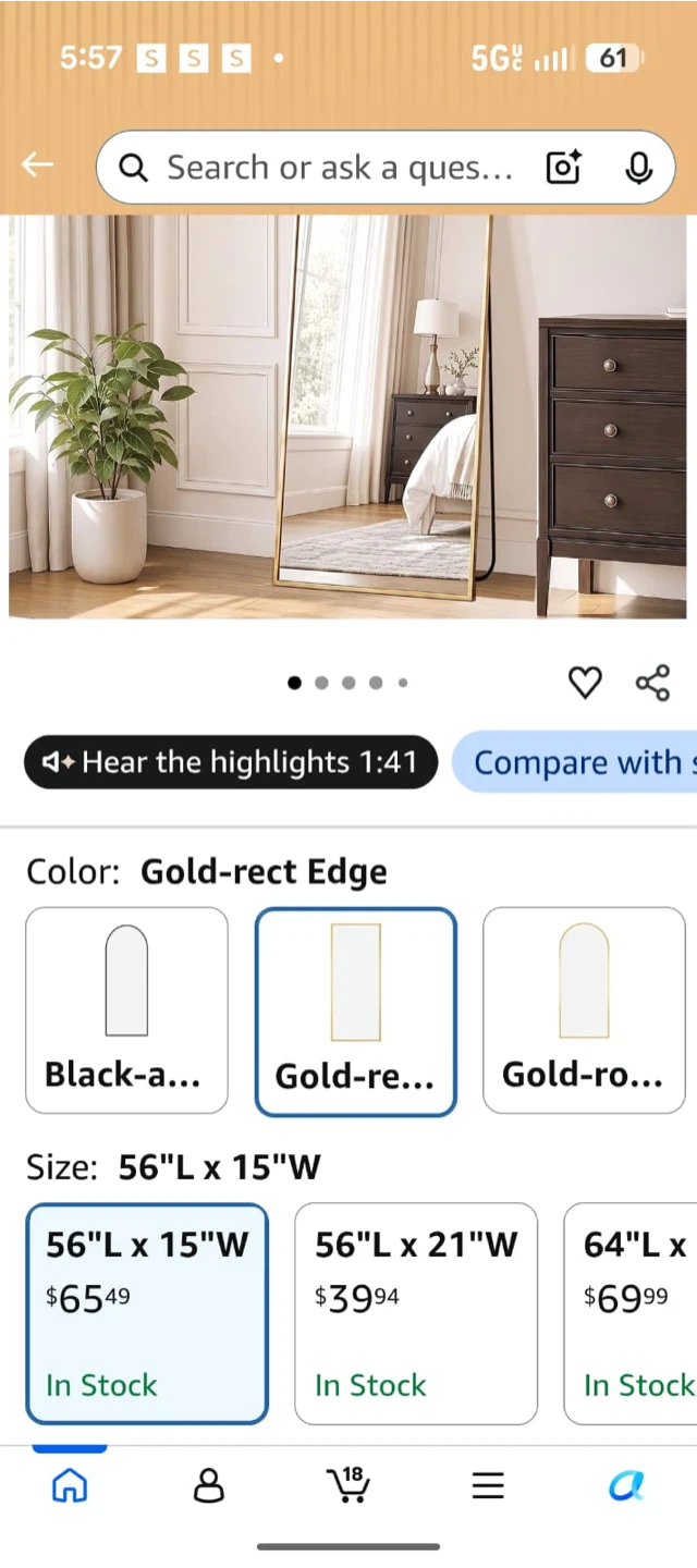 Gold Rectangular Floor Mirror - photo 4