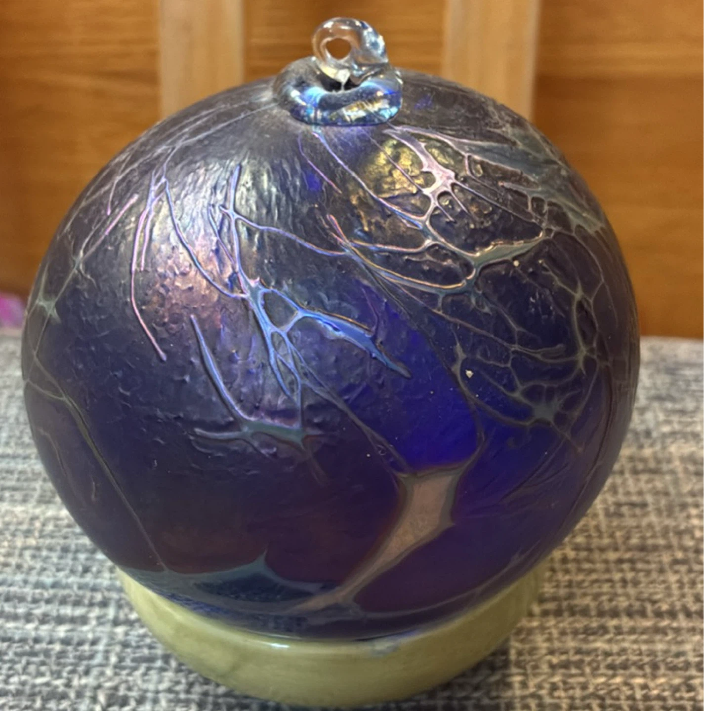 Robert Held Art Glass Iridescent Purple Glass Ornament - photo 4