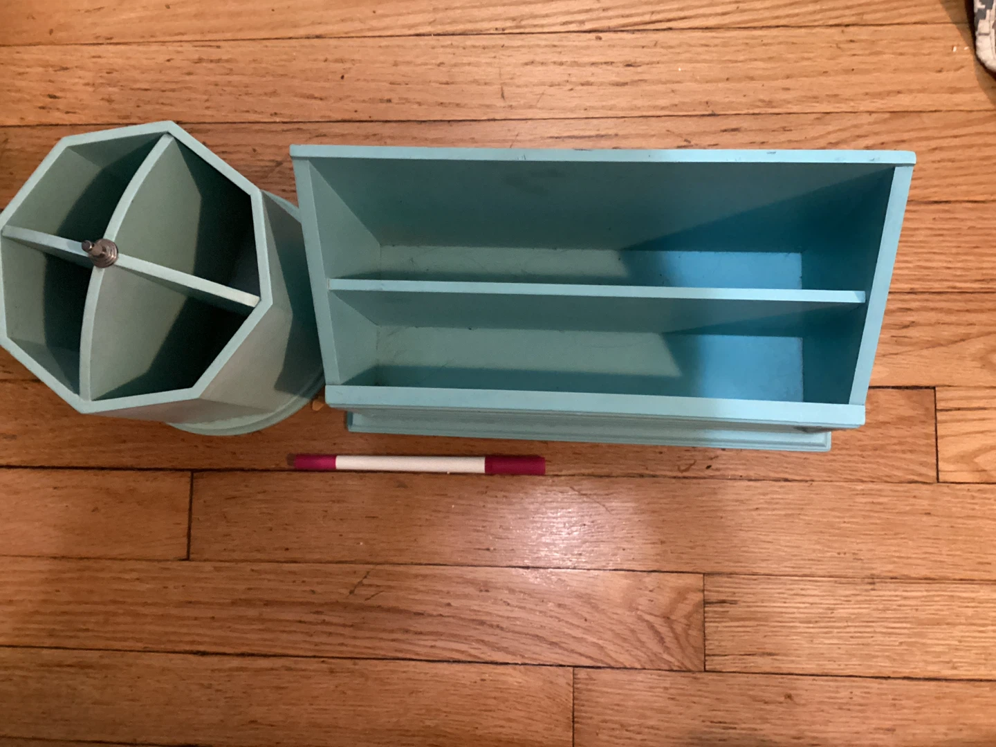 Light Blue Wooden Desk Organizer Set