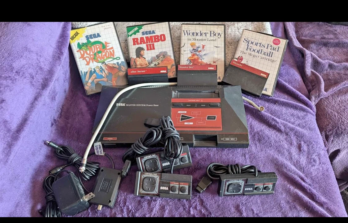 Sega Master System Console with Games and Controllers
