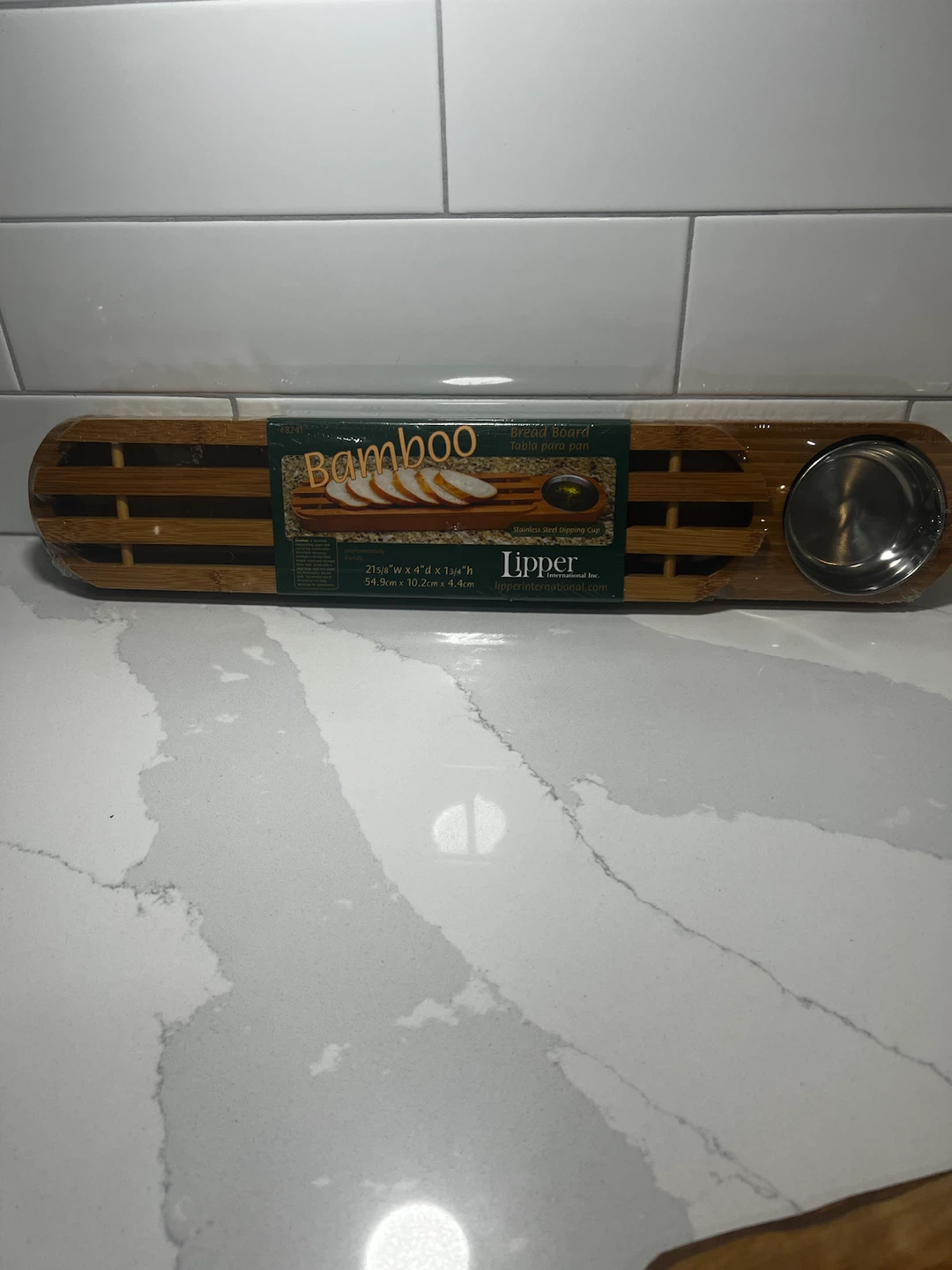 NEW Bamboo Bread Board With Dipping Cup