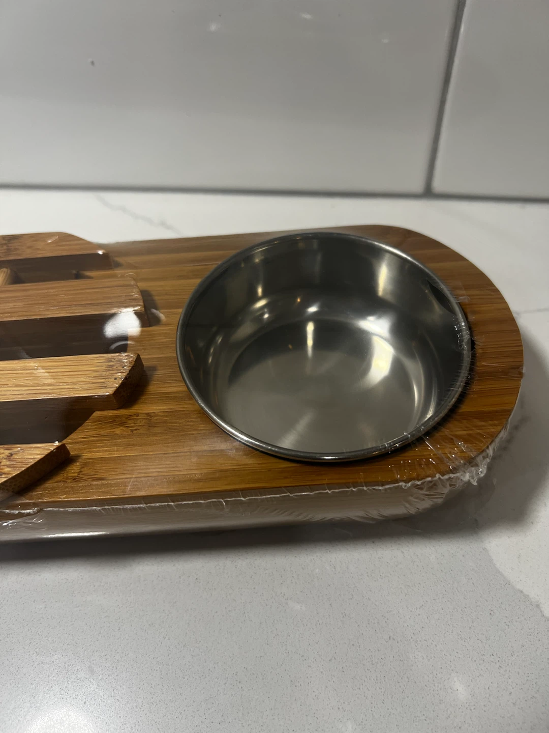 NEW Bamboo Bread Board With Dipping Cup - photo 4
