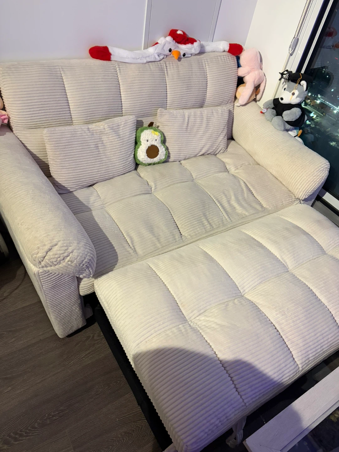 Cream Corduroy Convertible Sofa Bed