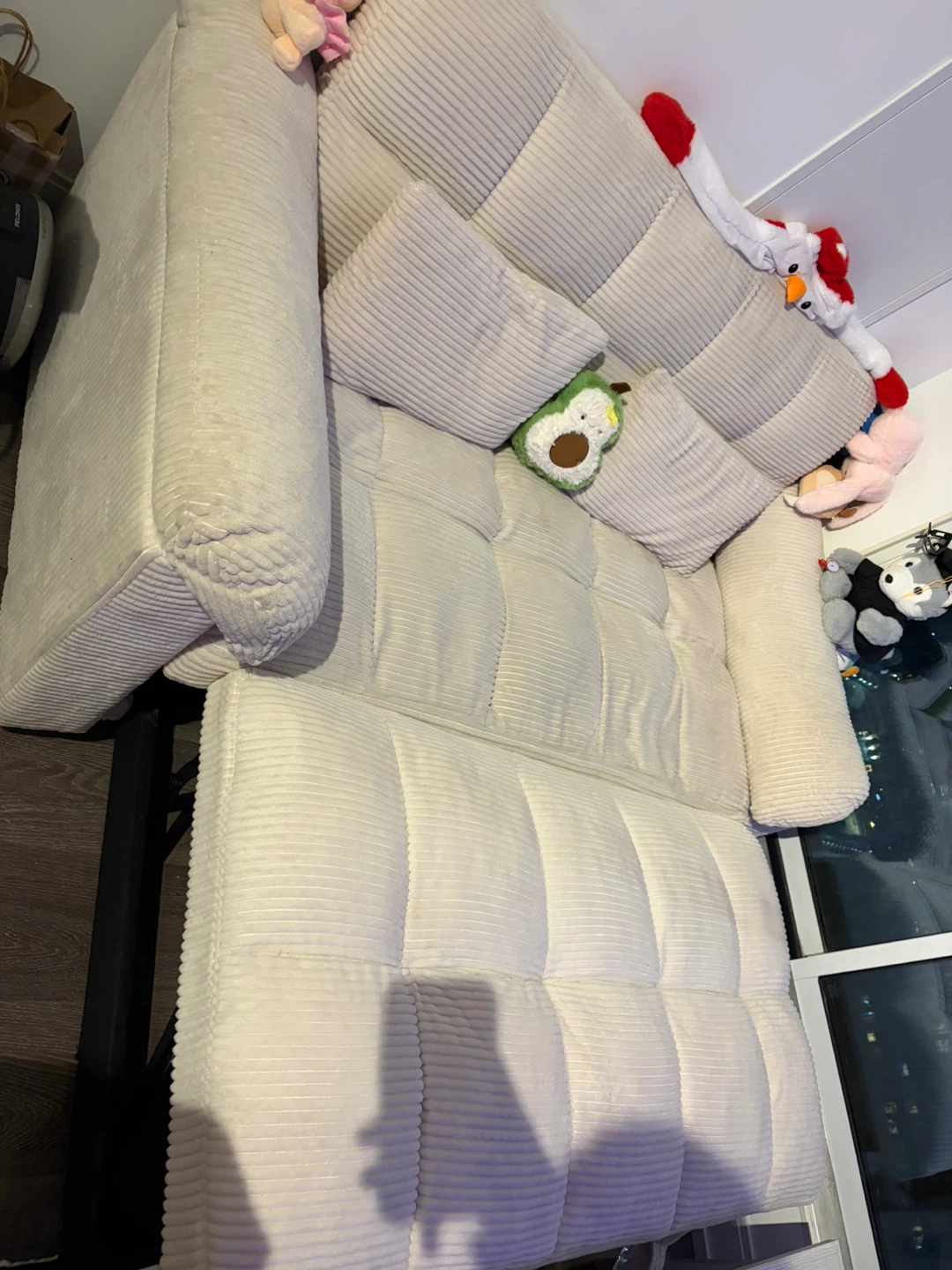 Cream Corduroy Convertible Sofa Bed - photo 2